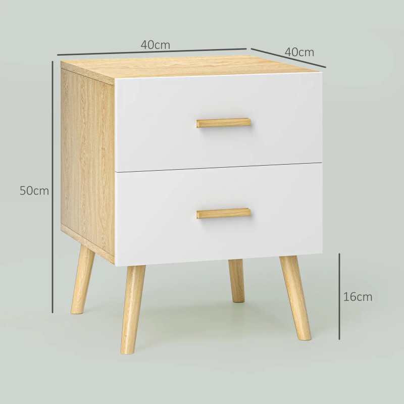 Set 2 Mesitas de Noche Roble 40 cm Asas Bambú