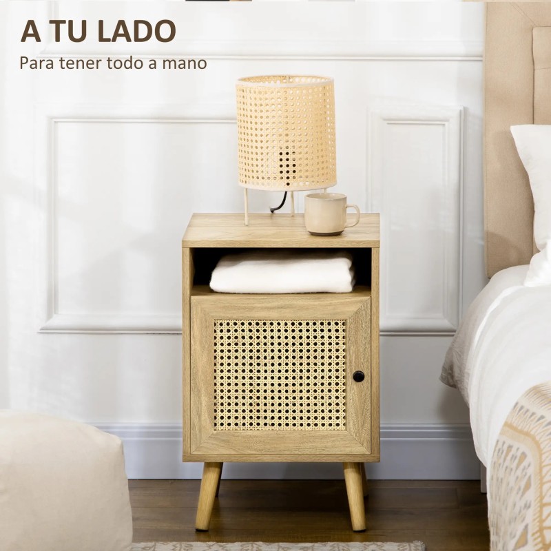 Set 2 Mesitas de Noche Cannage 39 cm Natural