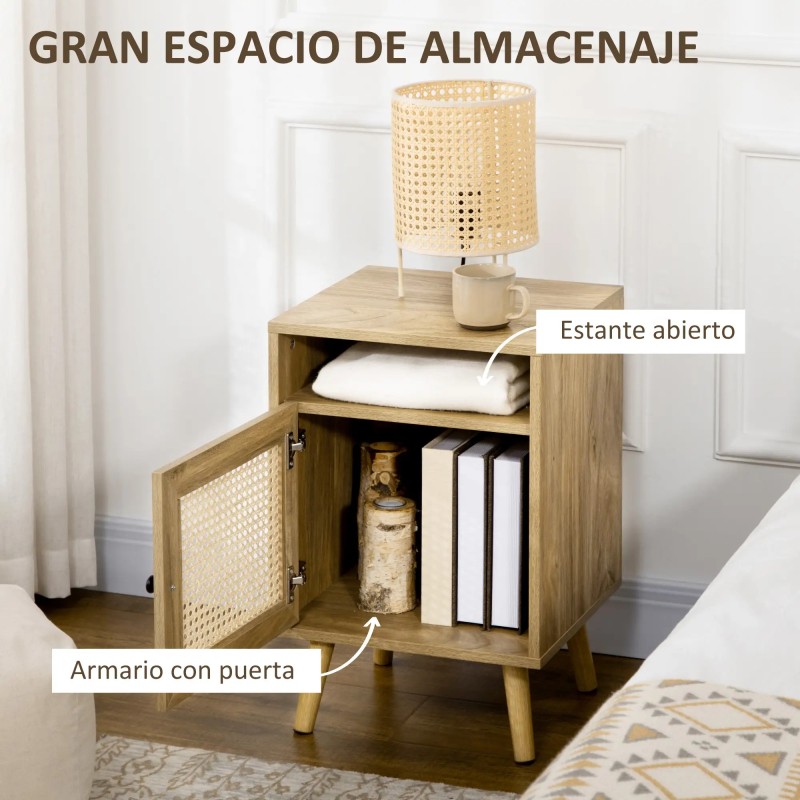 Set 2 Mesitas de Noche Cannage 39 cm Natural