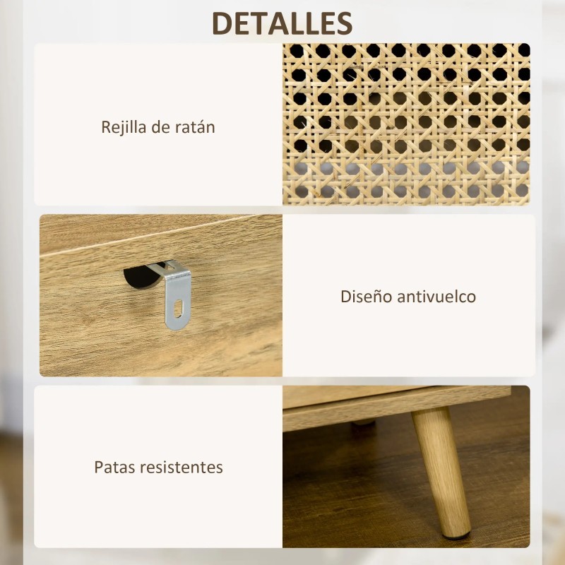 Set 2 Mesitas de Noche Cannage 39 cm Natural