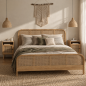 Set 2 Mesitas de Noche Cannage 39 cm Natural