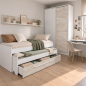 Cama Nido Elliot con Cajón y Estante | Blanco 90x190