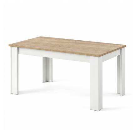 Mesa de Comedor Extensible Blanco y Roble 140 a 190 cm