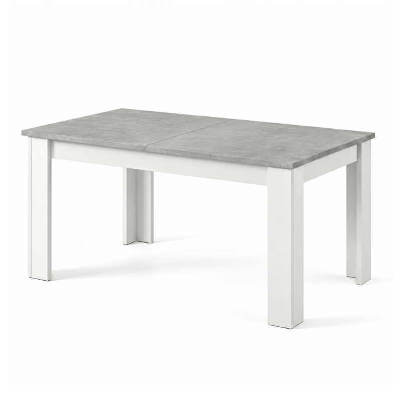 Mesa de Comedor Extensible Blanco y Cemento 140-190 cm
