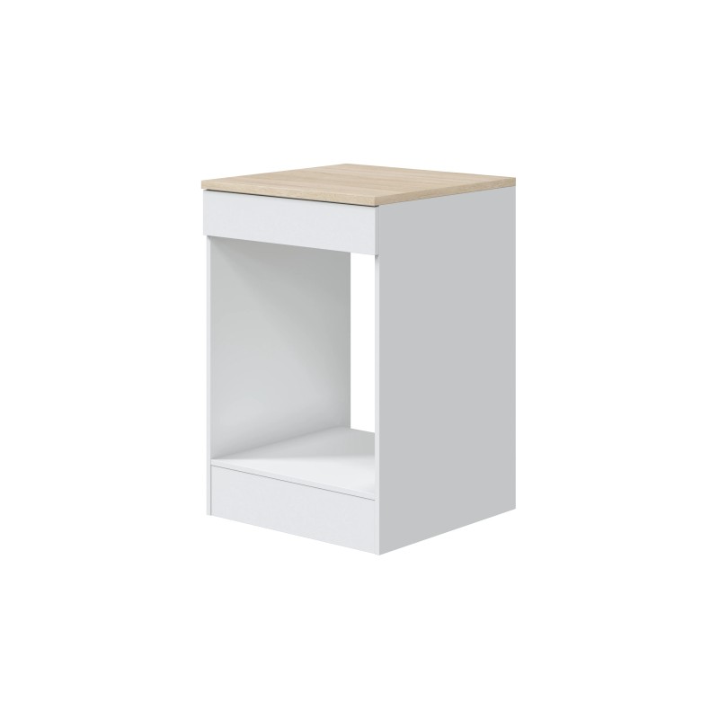 Mueble Bajo de Cocina para Horno 60 cm | Blanco y Roble | Modular