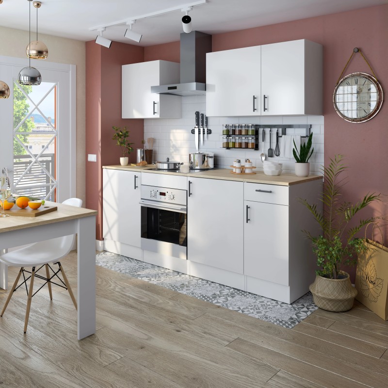 Módulo Alto de Cocina Kira 1 Puerta Blanco Brillo | 40x59x34 cm Tirador Negro