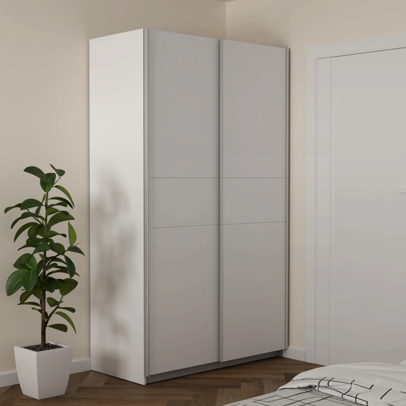 Armario 2 Puertas Correderas 120 cm Blanco o Roble