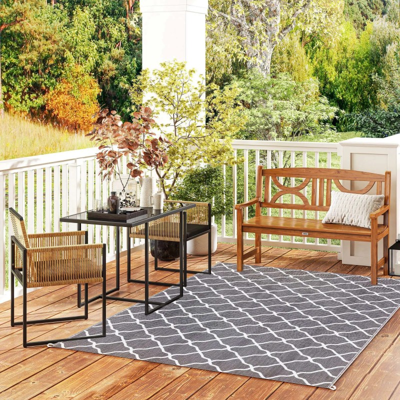 Conjunto de Jardín con Cojines Mesa y 2 Sillas de Ratán