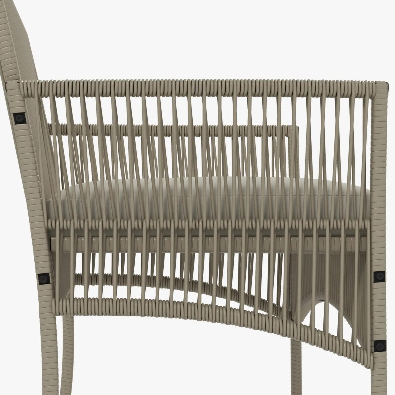 Set Jardín Duna – Sofá 2 Plazas, 2 Sillones y Mesa Cristal en Cuerda Beige