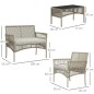 Set Jardín Duna – Sofá 2 Plazas, 2 Sillones y Mesa Cristal en Cuerda Beige