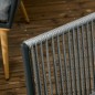 Set Jardín Rope – Sofá 2 Plazas, 2 Sillones Cuerda Gris y Mesa Efecto Madera