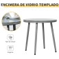 Juego de 2 Sillas y Mesa de Jardín con Cojines de Ratán