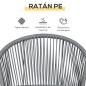 Juego de 2 Sillas y Mesa de Jardín con Cojines de Ratán