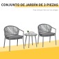 Juego de 2 Sillas y Mesa de Jardín con Cojines de Ratán