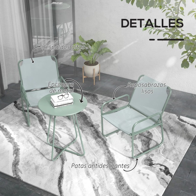 Conjunto de Jardín 3 Piezas Mesa y Sillas para Terraza