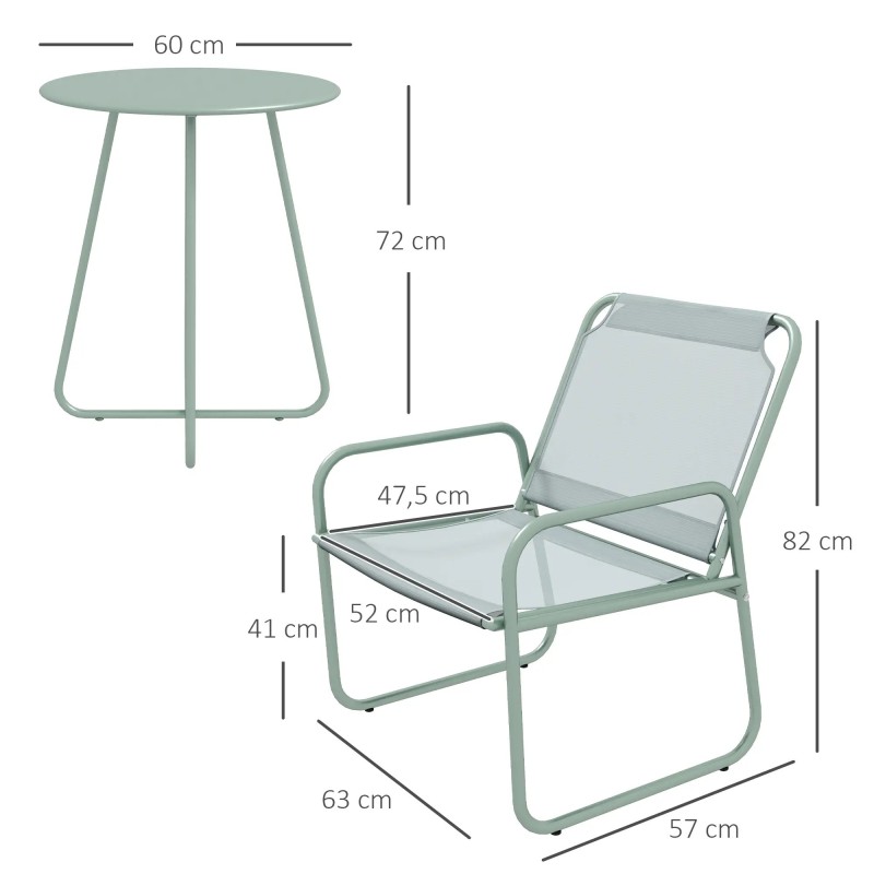 Conjunto de Jardín 3 Piezas Mesa y Sillas para Terraza