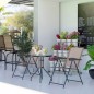 Conjunto Mesa y 2 Sillas de Jardín Plegables con Cristal