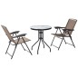 Conjunto Mesa y 2 Sillas de Jardín Plegables con Cristal