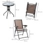 Conjunto Mesa y 2 Sillas de Jardín Plegables con Cristal