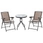 Conjunto Mesa y 2 Sillas de Jardín Plegables con Cristal