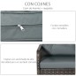 Conjunto de Muebles de Ratán con Mesa y 2 Sillones