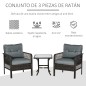 Conjunto de Muebles de Ratán con Mesa y 2 Sillones