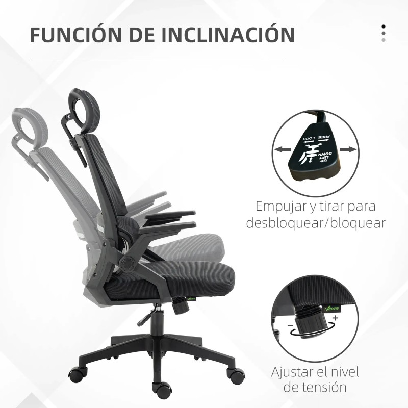 Silla de Oficina Giratoria en Piel Sintética con Altura Ajustable