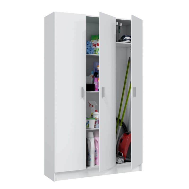 Armario multiusos 3 puertas blanco con escobero