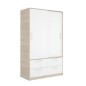 Armario 120 cm Puertas Correderas y Cajones Blanco Roble Natural