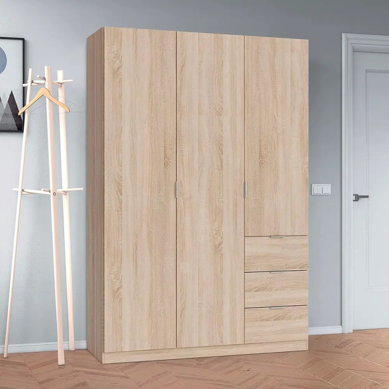 Armario Ropero de 3 Puertas y 3 Cajones - Muebles Económicos