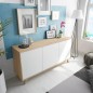 Aparador Kikua 3 Puertas Push Blanco Artik y Roble Canadian | 154x40x75 cm