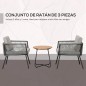 Conjunto de Jardín de Ratán 3 Piezas con Mesa y Sillones