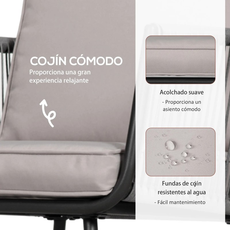 Conjunto de Jardín de Ratán 3 Piezas con Mesa y Sillones