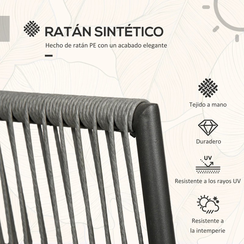 Conjunto de Jardín de Ratán 3 Piezas con Mesa y Sillones