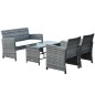 Set Jardín Vitta – Sofá 2 Plazas, 2 Sillones y Mesa Cristal en Ratán Gris