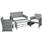 Set Jardín Vitta – Sofá 2 Plazas, 2 Sillones y Mesa Cristal en Ratán Gris