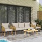 Set Jardín Boho Nalu – Ratán PE, Sofá 3 Plazas, 2 Sillones y Mesa