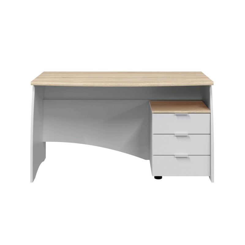 Mesa escritorio blanco artik y roble canadian 136x67x74 cm