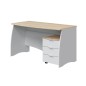 Mesa escritorio blanco artik y roble canadian 136x67x74 cm