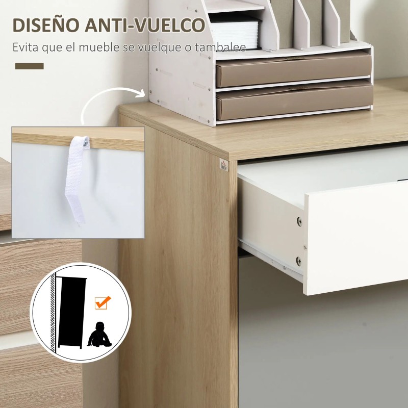 Aparador Nórdico Multicolor 2 Puertas 2 Cajones | Patas Pino | 100x40x79,5 cm