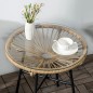 Mesa Auxiliar de Jardín con Cristal y Ratán PE