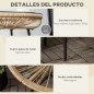 Mesa Auxiliar de Jardín con Cristal y Ratán PE