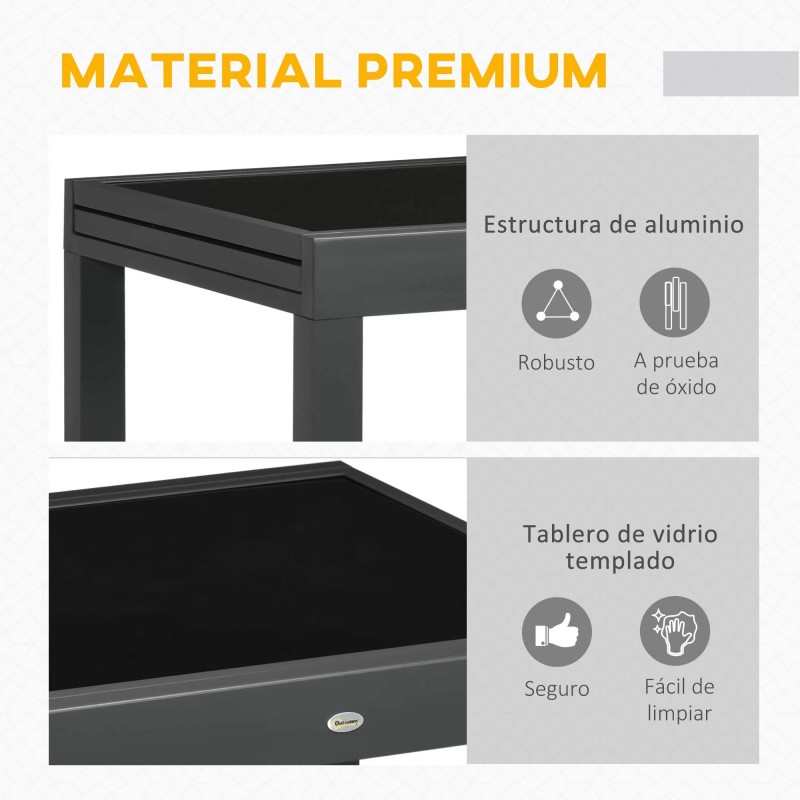 Mesa jardin​ Extensible de aluminio 80-160x80x75 cm