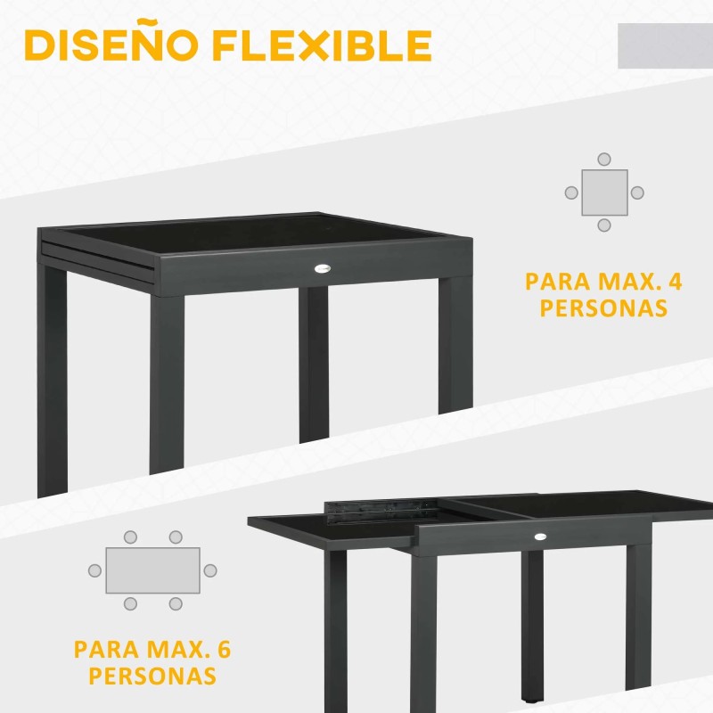 Mesa jardin​ Extensible de aluminio 80-160x80x75 cm