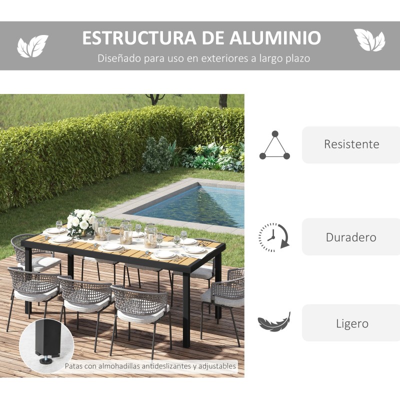 Mesa de Comedor Exterior de Aluminio 190x90x74 cm