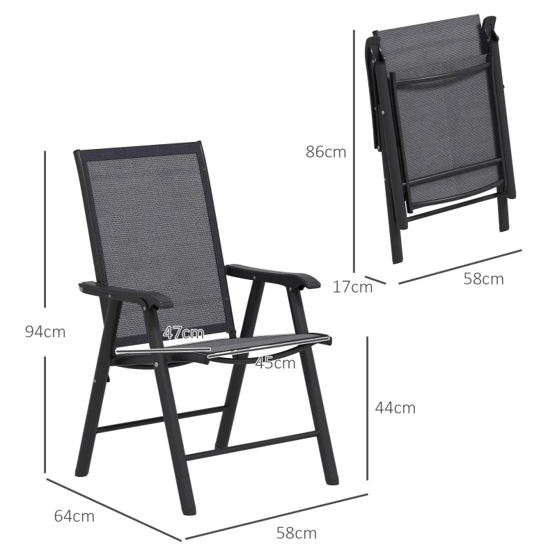 Pack de 2 sillas plegables de exterior para camping y jardín