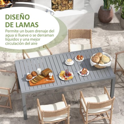 Mesa de Comedor Exterior 180/240x94x73 cm Gris Oscuro