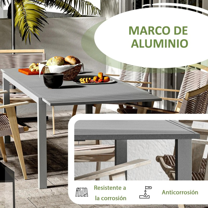 Mesa de Comedor Exterior 180/240x94x73 cm Gris Oscuro