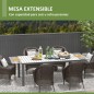 Mesa de Comedor Exterior 180/240x94x73 cm Gris Oscuro