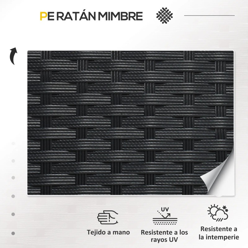 Conjunto de jardín 4 piezas ratán sintético negro con cojines